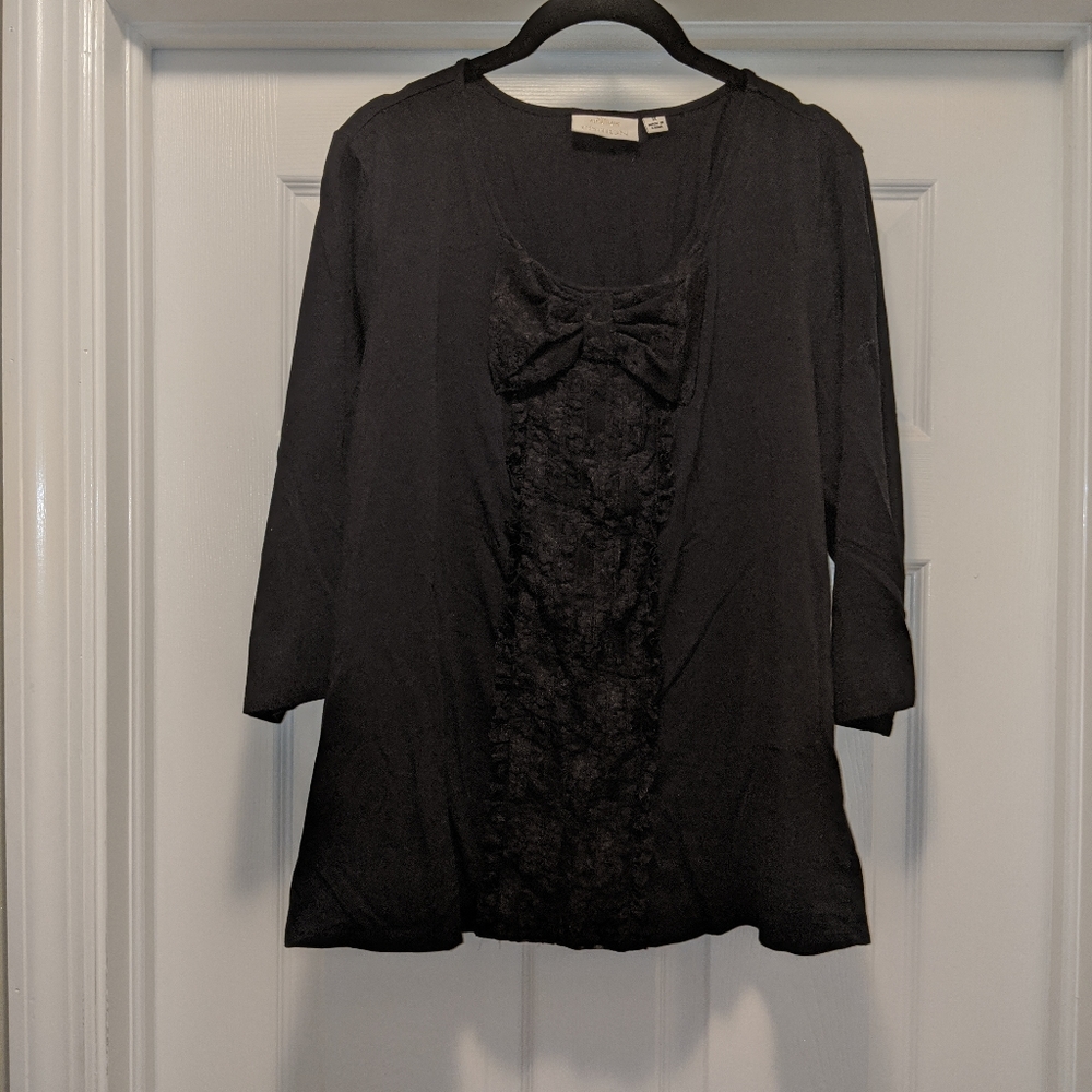EUC Erin Fetherson Black 3/4 Sleeve Blouse